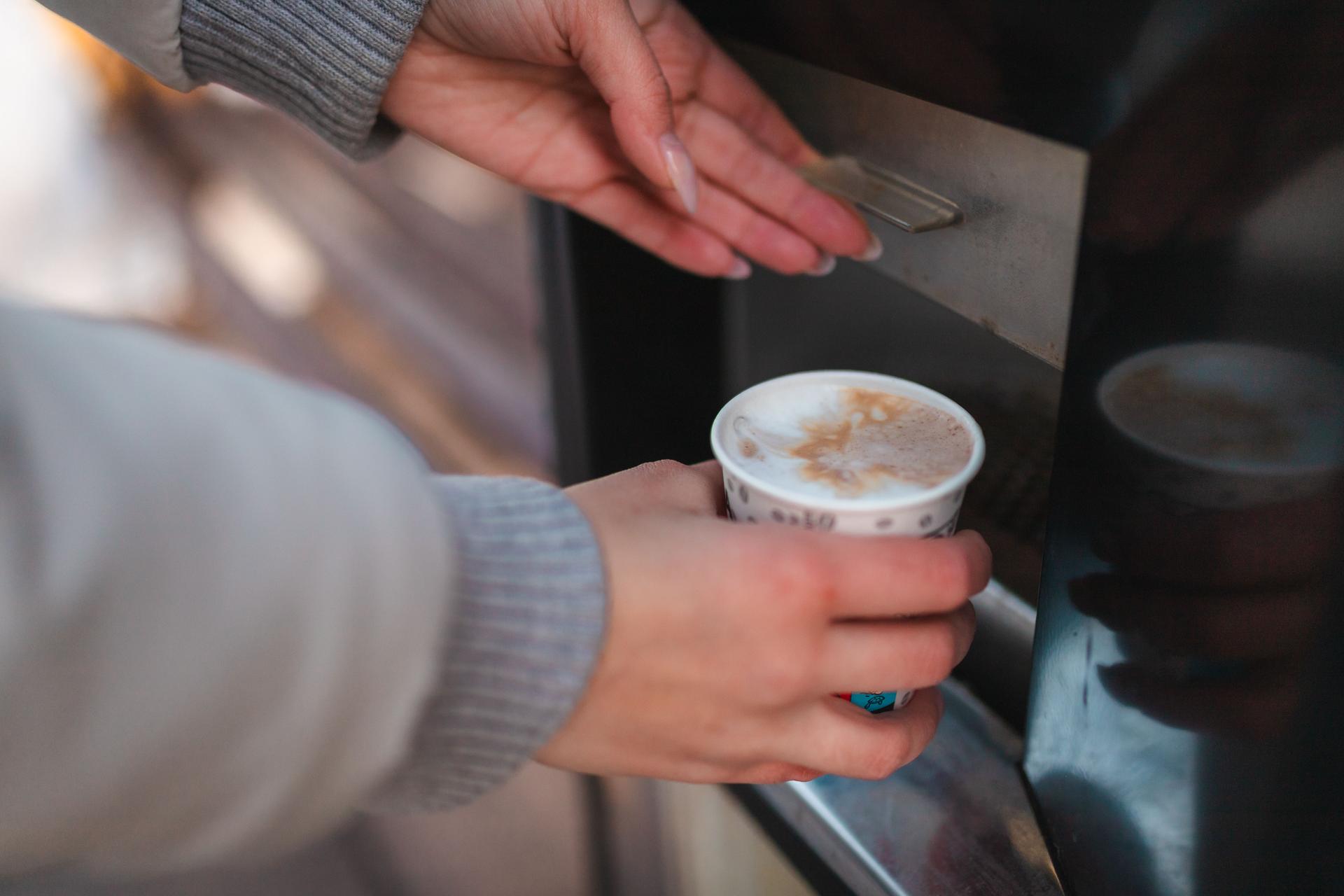 Buying coffee on a vending machine